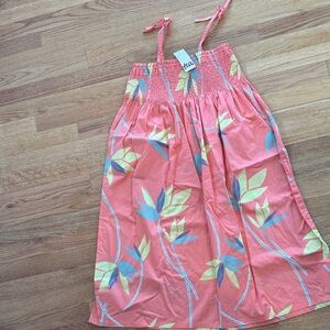 Tea Collection Coral and Yellow Leaf Dress